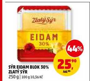 SÝR EIDAM BLOK 30% ZLATÝ SÝR, 250 g