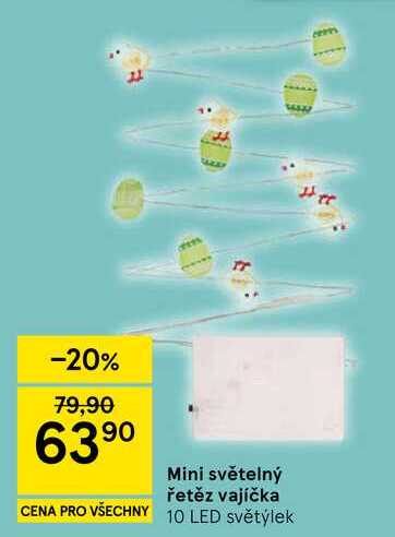 Mini světelný řetěz vajíčka, 10 LED světýlek 