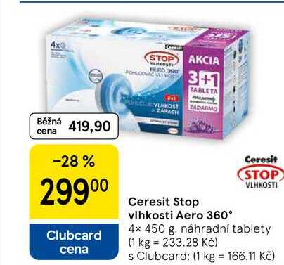 Ceresit Stop vlhkosti Aero 360°, 4x 450 g, náhradní tablety 