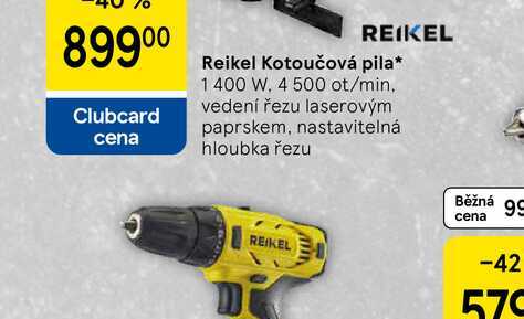 Reikel Kotoučová pila, 1400 W. 4 500 ot/min. vedení řezu laserovým paprskem, nastavitelná hloubka řezu  