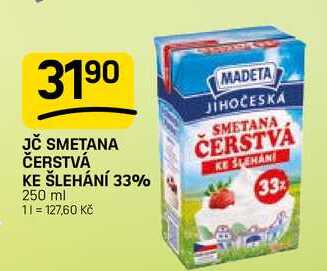 JČ SMETANA ČERSTVÁ KE ŠLEHÁNÍ 33% 250 ml 