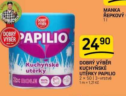 DOBRÝ VÝBĚR KUCHYŇSKÉ UTĚRKY PAPILIO 2 x 50 | 3-vrstvé