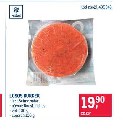 LOSOS BURGER lat Salmo salar původ Norsko, chov 100 g