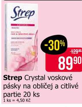 Strep Crystal voskové pásky na obličej a citlivé partie 20 ks 