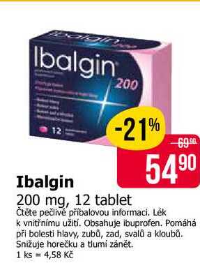 Ibalgin 200 mg, 12 tablet 