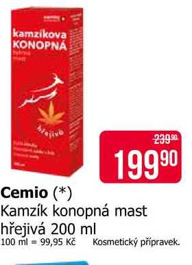 Cemio Kamzík konopná mast hřejivá 200 ml 