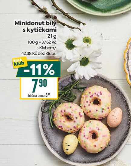 Minidonut bílý s kytičkami 21 g 