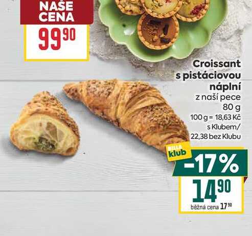 Croissant s pistáciovou náplní z naší pece 80 g 