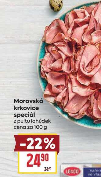 Moravská krkovice speciál z pultu lahůdek cena za 100 g 
