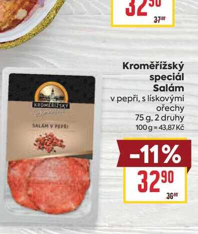 Kroměřížský speciál Salám v pepři, s lískovými ořechy 75 g
