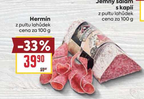 Hermín z pultu lahůdek cena za 100 g