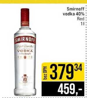 Smirnoff vodka 40% Red 1l