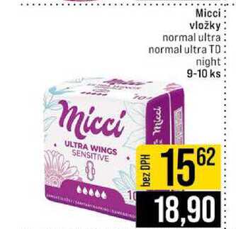 Micci vložky normal ultra normal ultra TD night 9-10 ks