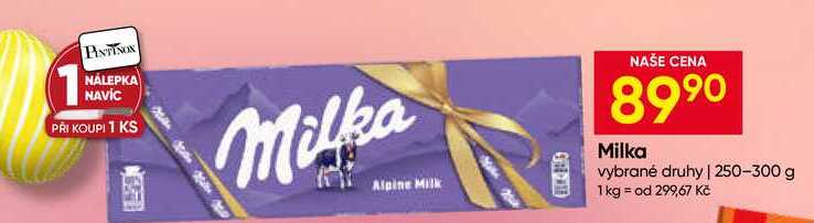 Milka vybrané druhy 250-300 g