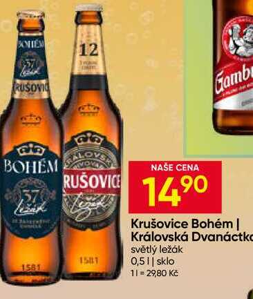 Krušovice Královská Dvanáctka světlý ležák 0,5l sklo