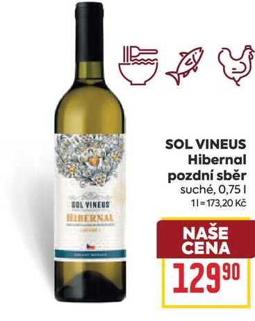 SOL VINEUS Hibernal pozdní sběr suché, 0,75l