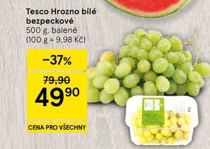 Tesco Hrozno bílé bezpeckové, 500 g. balené 