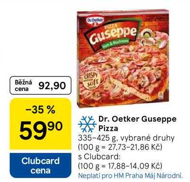 Dr. Oetker Guseppe Pizza, 335-425 g, vybrané druhy