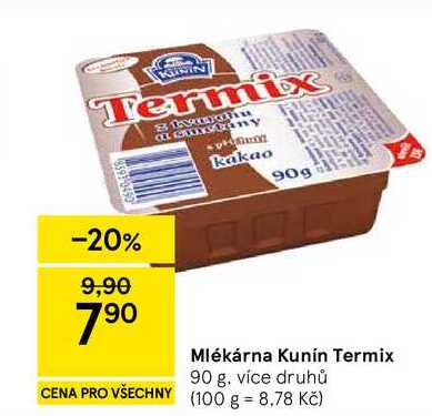 Mlékárna Kunín Termix, 90 g, více druhů  