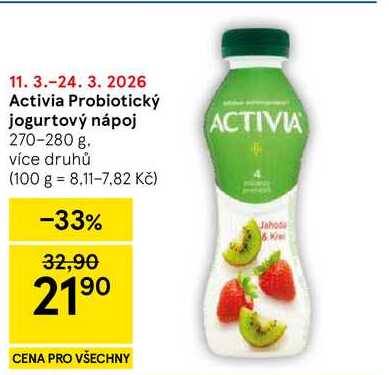 Activia Probiotický jogurtový nápoj, 270-280 g 