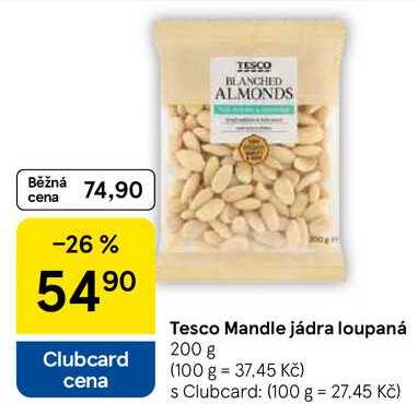 Tesco Mandle jádra loupaná, 200 g  