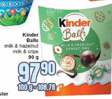 Kinder Balls milk & hazelnut milk & crips 90 g 
