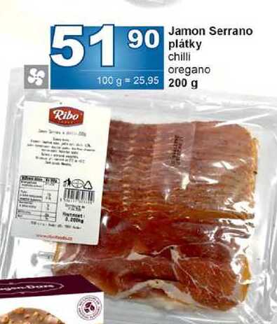 Jamon Serrano plátky chilli oregano 200 g 
