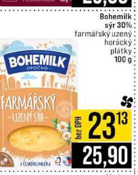 Bohemilk sýr 30% farmářský uzený horácký plátky 100 g 
