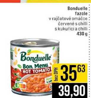 Bonduelle fazole v rajčatové omáčce červené s chilli s kukuřici a chilli 430 g 