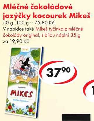 Mléčné čokoládové jazýčky kocourek Mikeš, 50 g  