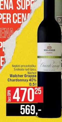 Walcher Grappa Chardonnay 40% 0,5l