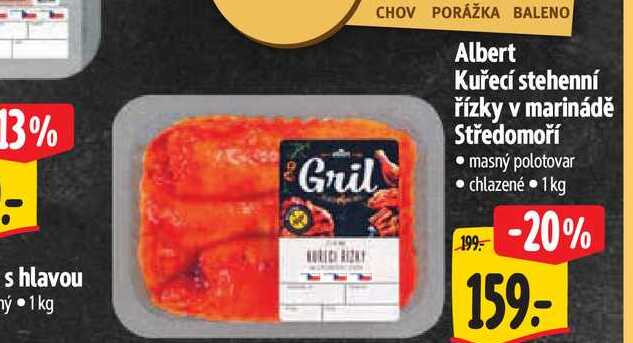 Albert Kuřecí stehenní řízky v marinádě Středomoří 1 kg