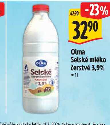   Olma Selské mléko čerstvé 3,9% 1 l