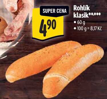 Rohlík klasik, 60 g