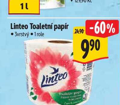   Linteo Toaletní papír  3vrstvý  1 role 