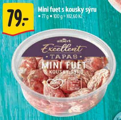 Mini fuet s kousky sýru, 77 g