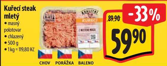Kuřecí steak mletý, 500 g