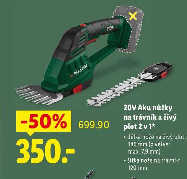 20V Aku nůžky na trávník a živý plot 2 v1