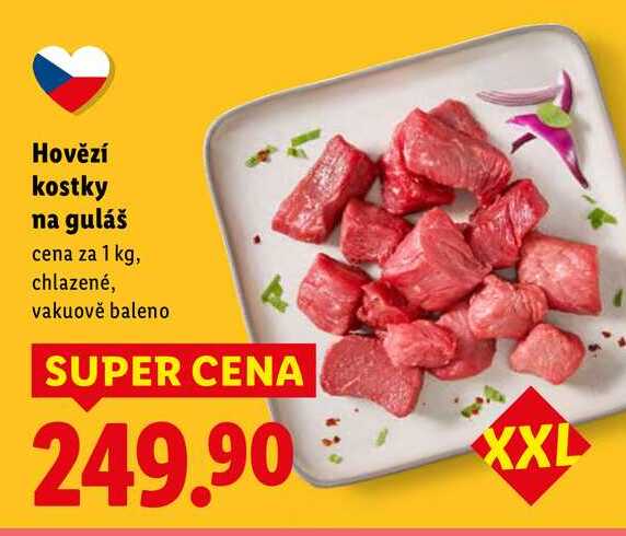 Hovězí kostky na guláš, cena za 1 kg