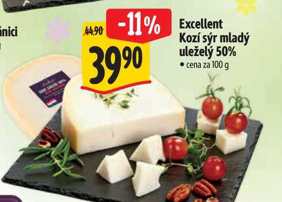 Excellent Kozí sýr mladý uleželý 50% 100 g