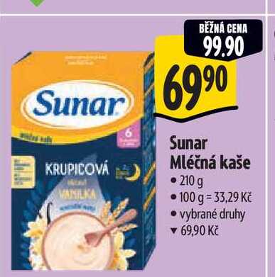  Sunar Mléčná kaše 210 g 