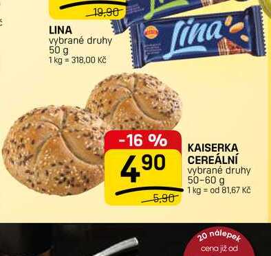 KAISERKA CEREÁLNÍ vybrané druhy 50-60 g