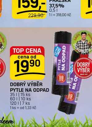 DOBRÝ VÝBĚR PYTLE NA ODPAD 35l, 15 ks