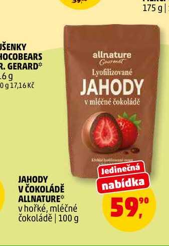 JAHODY V ČOKOLÁDĚ ALLNATURE, 100 g