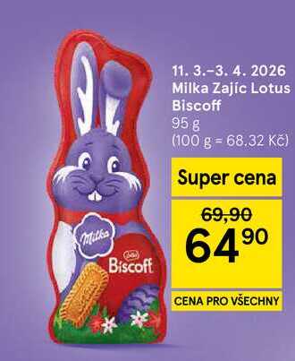 Milka Zajíc Lotus Biscoff, 95 g 