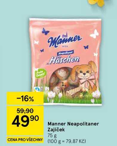 Manner Neapolitaner Zajíček, 75 g  