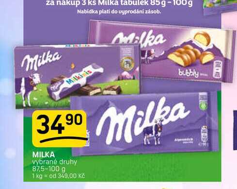 MILKA vybrané druhy 87.5-100 g