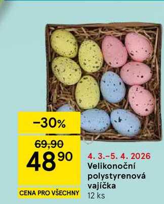 Velikonoční polystyrenová vajíčka, 12 ks
