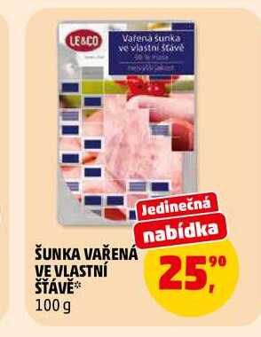 ŠUNKA VAŘENÁ VE VLASTNÍ ŠŤÁVĚ, 100 g 
