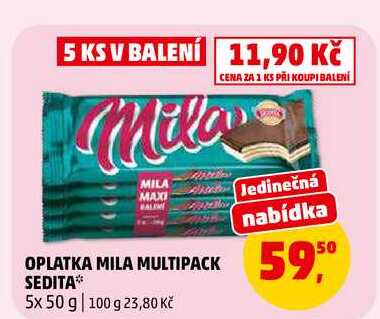 OPLATKA MILA MULTIPACK SEDITA, 5x 50 g
